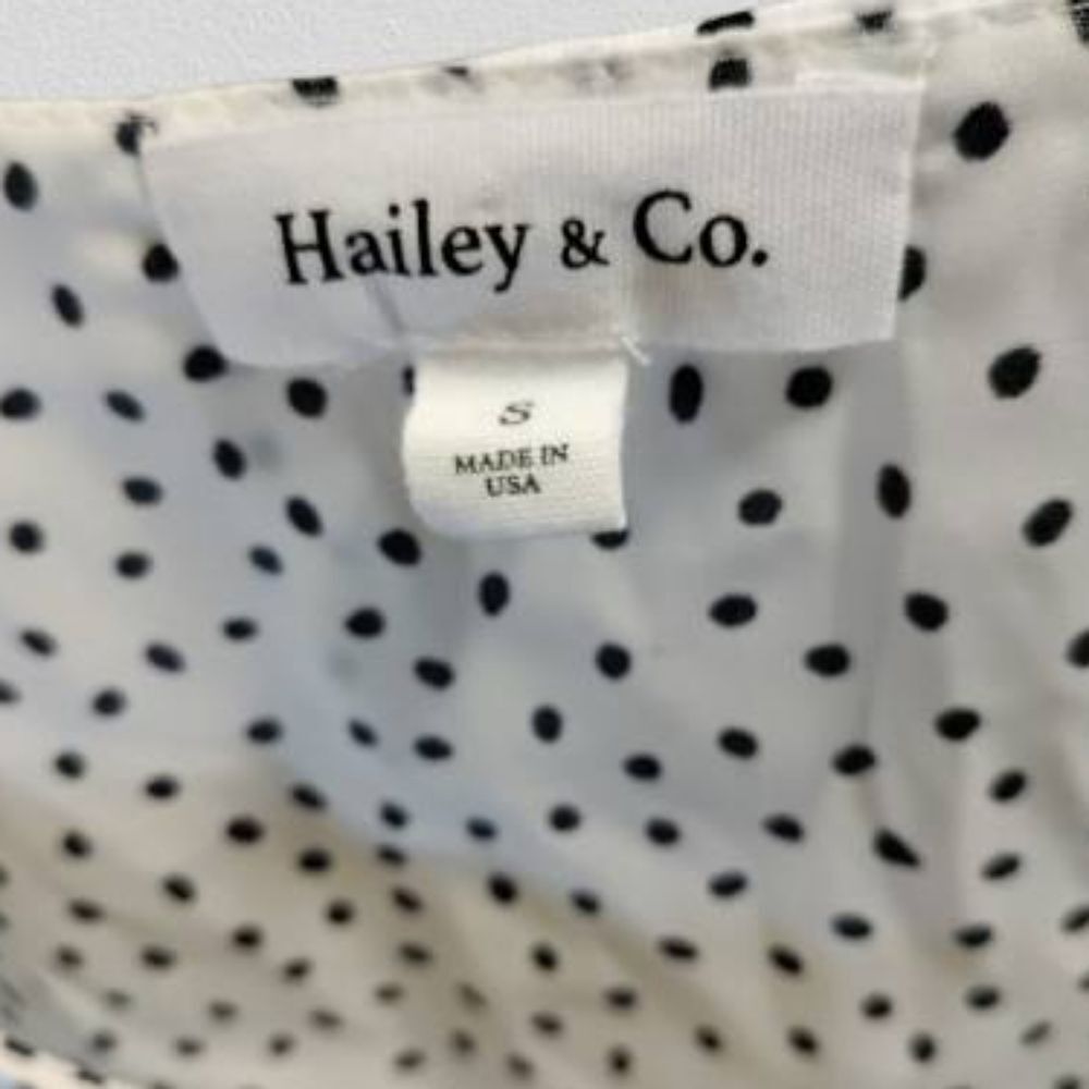 Hailey & Co Polkadot blouse Womens size small office preppy whimsy casual wear